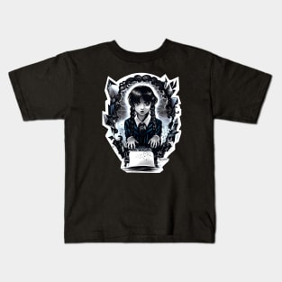 Black Obsidian Typewriter Wednesday Kids T-Shirt